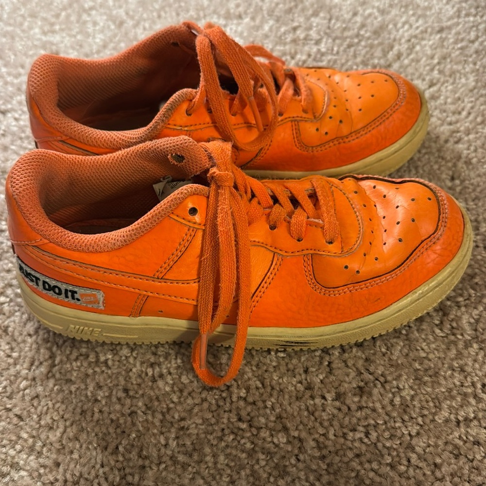 Youth Nike Air Force 1 Orange Sneaker Size 13.5